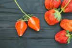 Strawberries On Wooden Background Stock Photo