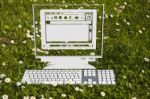 Computer On Garden Stock Photo