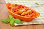 Spicy Chicken Penne Pasta Stock Photo