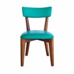 Wood Chair Green Leather Isolated With Path Stock Photo