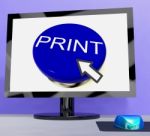 Print Button On Computer For Web Printout Stock Photo