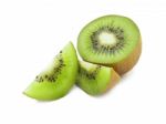 Slice Of Fresh Juicy Delicious And Healthy Kiwi Fruit, Isolated Stock Photo