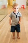 Young  Boy In Kindergarten Stock Photo