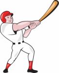 Baseball Player Swinging Bat Cartoon Stock Photo