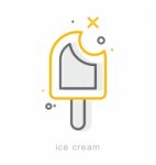 Thin Line Icons, Ice Cream Stock Photo