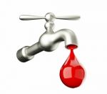 Faucet With A Drop Blood Isolated On White Background Stock Photo