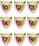 Numbers Shield Crown Retro Stock Photo