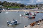 Boats In The Harbour At Lyme Regis Stock Photo