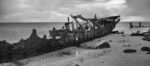 Black And White. Shipwrecked Hmqs Gayundah Stock Photo