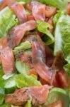 Freshness Slice Smoked Salmon Salad Stock Photo