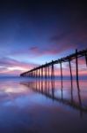 Wood Bridge In To Sea Stock Photo