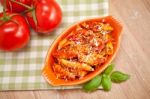 Spicy Chicken Penne Pasta Stock Photo