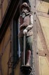 Wooden Statue Of A Man In Colmar Stock Photo