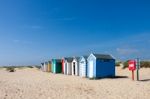 Colourful Beach Huts In Southwold Stock Photo