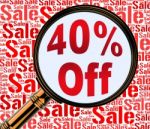 Forty Percent Off Represents 40% Discount 3d Rendering Stock Photo