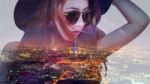 Double Exposure,beautiful Girl And Cityscape Stock Photo