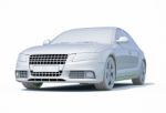 3d Car White Blank Template Stock Photo