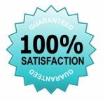 100% Satisfaction Guaranteed Aqua Blue Stock Photo