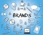 Brands Icons Indicates Company Identity And Branded Stock Photo