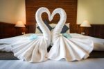 Love Concept Honeymoon Bed For Bedroom Decoration Stock Photo