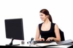 Pretty Businesswoman At Work Stock Photo