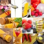 Healthy Vegetarian Vegan Food Collage Stock Photo