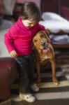 Girl Hugging Her Dog Stock Photo