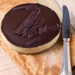 Fresh Classic Homemade Cheesecake With Dark Chocolate Topping Stock Photo