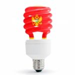 Flag Of Montenegro On Bulb Stock Photo