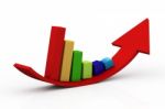 Falling Bar Chart With Growth Arrow Stock Photo