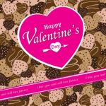 Valentine's Day On Colorful Heart Chocolate Party Background.  Heart Chocolate On Colorful Background Stock Photo