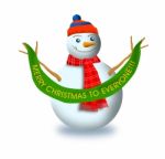 Snowman With Christmas Label Stock Photo