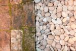 Pebble Stones And Bricks Abstract Background Stock Photo