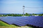 Solar Panels In The Power Station Stock Photo