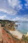 Natural Coastline Of Algarve Stock Photo