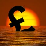 Pound Symbol Sinking In Sea Stock Photo