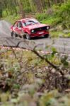 A. Commins Driving Ford Escort Stock Photo