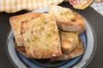 Toasted Bread With Olive Oil Stock Photo