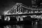 Story Bridge In Brisbane. Black And White Stock Photo