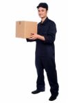 Young Boy Delivering Parcel Stock Photo