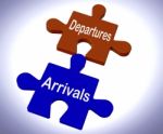 Departures Arrivals Puzzle Means Vacation Or Trip Stock Photo