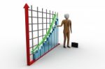 Business Man Standing Near A Financial Graph Stock Photo