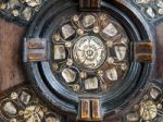 Intricate Woodwork On A Sideboard At Michelham Priory Stock Photo