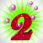 Number Two Party Means Second Birthday Or Celebration Stock Photo