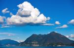 Lake Maggiore, Laveno And Brenna Mountain Stock Photo