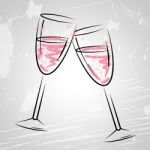 Champagne Glasses Indicates Sparkling Wine And Beverage Stock Photo