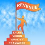 Revenue Flag Means Earns Income And Wages Stock Photo