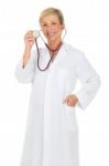 Middle Age Woman Doctor With Stethoscope Stock Photo