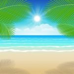 Background Sea Sand And Coconut Trees Stock Photo