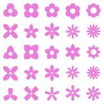 Flower Simple Shape Icon Set Stock Photo